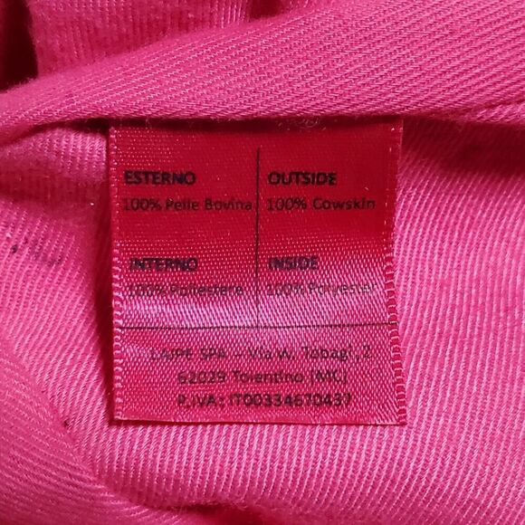 Cromia White Pink Coated Colorblock Suede Textured Leather Satchel Womens - Picture 7 of 16